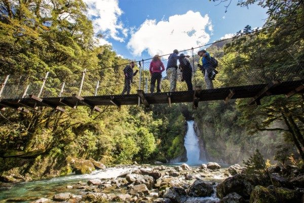 Get the best waterfall view from the Giant Gate Falls swing bridge