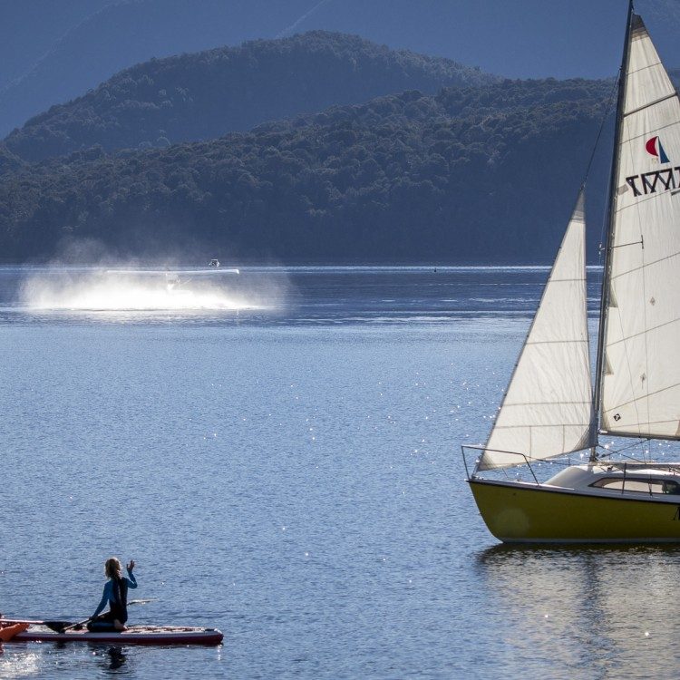 Water sports are enjoyed on Lake Te Anau